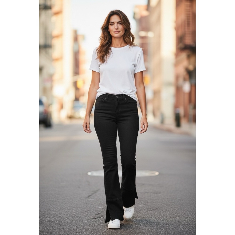 FRAME Le Crop Mini Boot Black Flare Jeans Women's Size 29 Stretch Denim